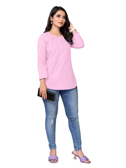 JT253 – Pure Cotton Yoke Design Stylish Top with 3/4 Sleeves