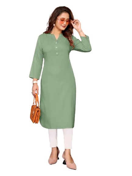 JT248 – 100% Pure Viscose Long Kurti for Women | 3/4 Sleeve | Mandarin Collar