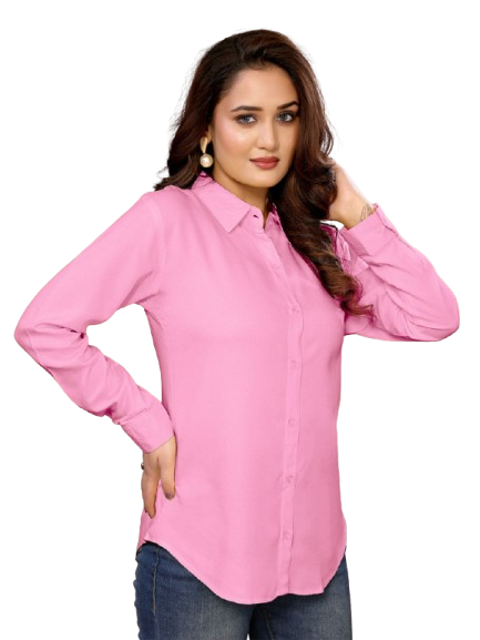 JT247 – Pure Viscose Short Collar Neck, Full Sleeve Office wear Shirt for Women